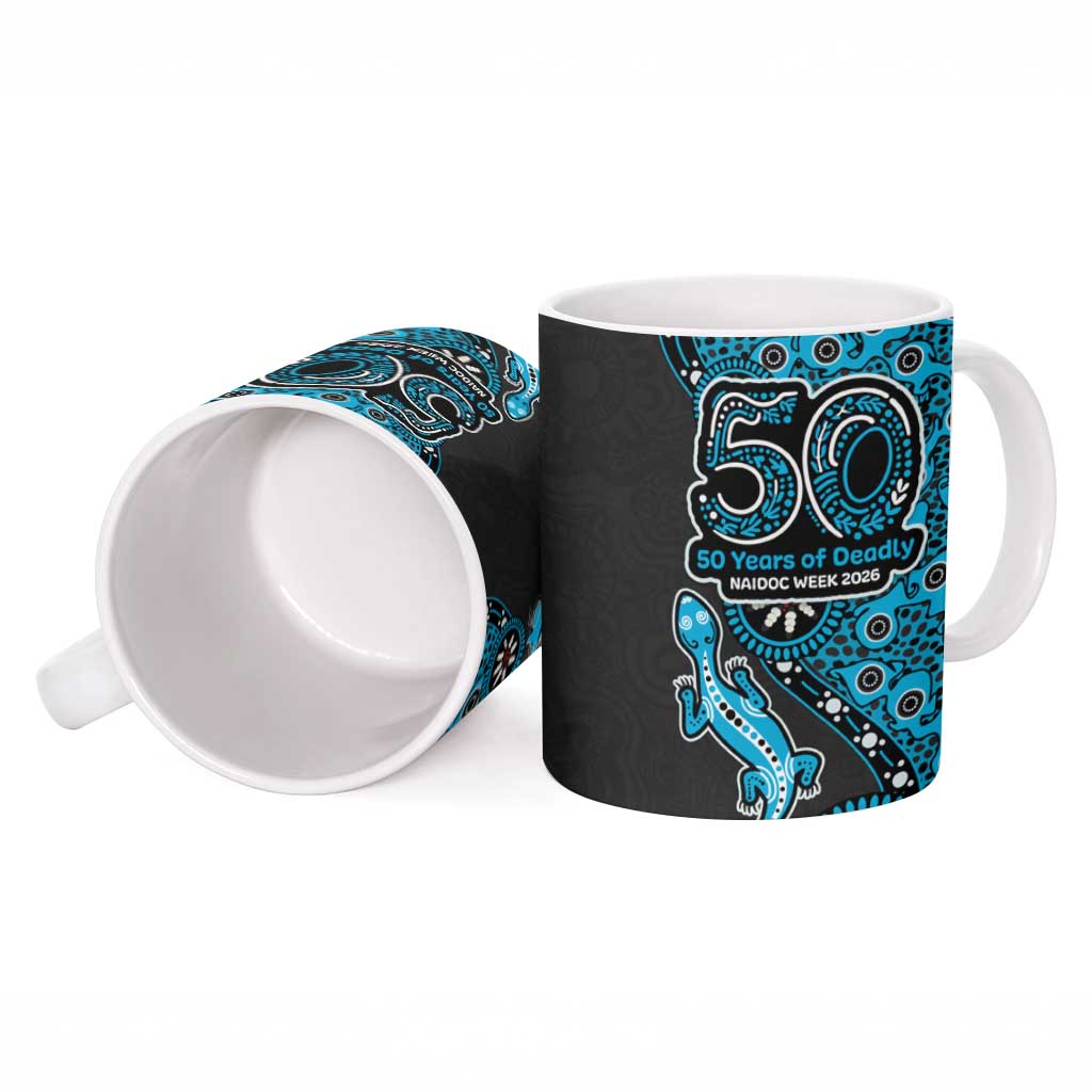 Cronulla-Sutherland Sharks NAIDOC Week 2026 Ceramic Mug Aboriginal Lizard Dot Painting - 50 Years of Deadly