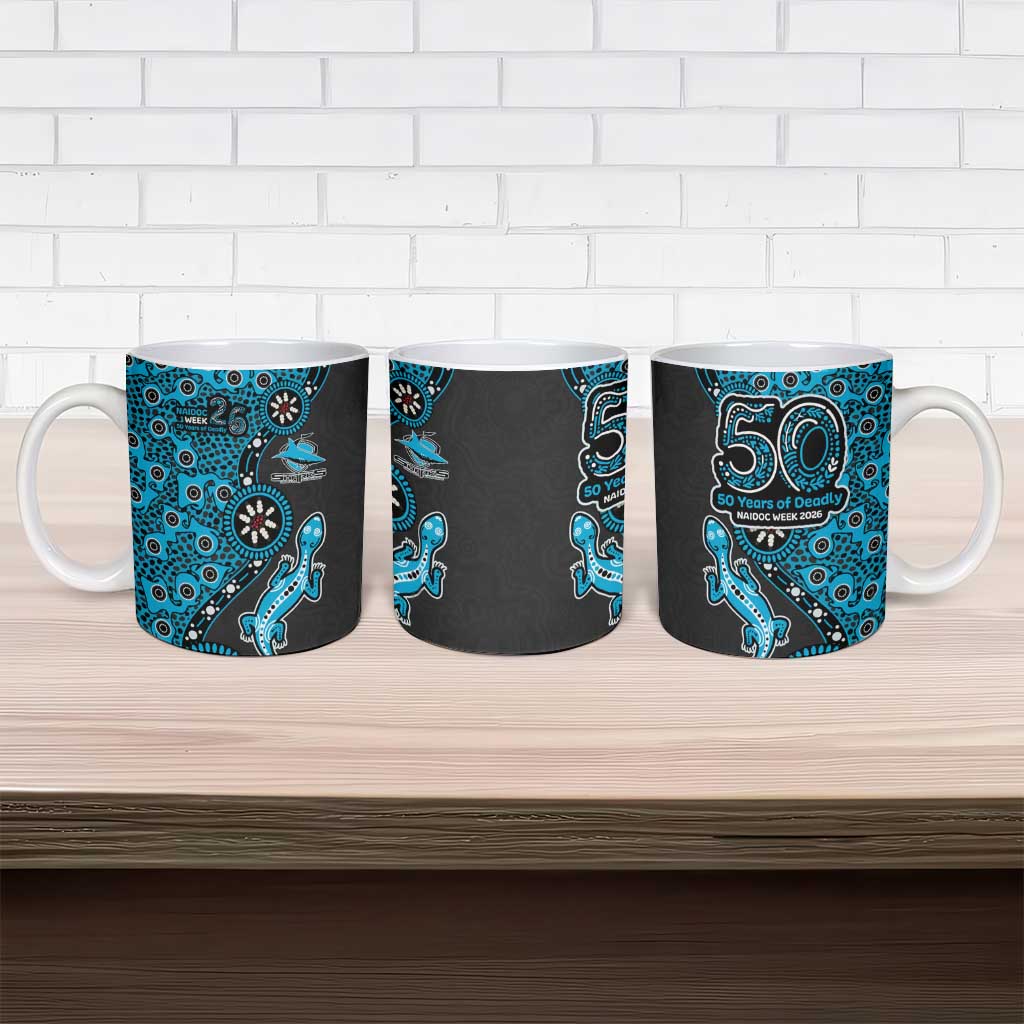 Cronulla-Sutherland Sharks NAIDOC Week 2026 Ceramic Mug Aboriginal Lizard Dot Painting - 50 Years of Deadly