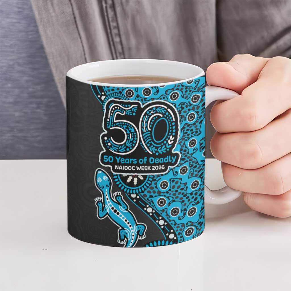 Cronulla-Sutherland Sharks NAIDOC Week 2026 Ceramic Mug Aboriginal Lizard Dot Painting - 50 Years of Deadly