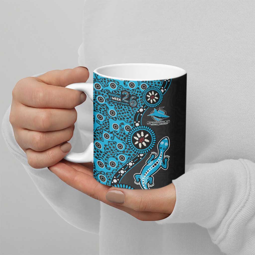 Cronulla-Sutherland Sharks NAIDOC Week 2026 Ceramic Mug Aboriginal Lizard Dot Painting - 50 Years of Deadly