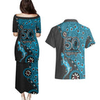 Cronulla-Sutherland Sharks NAIDOC Week 2026 Couples Matching Puletasi and Hawaiian Shirt Aboriginal Lizard Dot Painting - 50 Years of Deadly