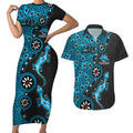 Cronulla-Sutherland Sharks NAIDOC Week 2026 Couples Matching Short Sleeve Bodycon Dress and Hawaiian Shirt Aboriginal Lizard Dot Painting - 50 Years of Deadly