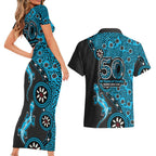 Cronulla-Sutherland Sharks NAIDOC Week 2026 Couples Matching Short Sleeve Bodycon Dress and Hawaiian Shirt Aboriginal Lizard Dot Painting - 50 Years of Deadly