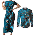 Cronulla-Sutherland Sharks NAIDOC Week 2026 Couples Matching Short Sleeve Bodycon Dress and Long Sleeve Button Shirt Aboriginal Lizard Dot Painting - 50 Years of Deadly