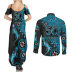 Cronulla-Sutherland Sharks NAIDOC Week 2026 Couples Matching Summer Maxi Dress and Long Sleeve Button Shirt Aboriginal Lizard Dot Painting - 50 Years of Deadly