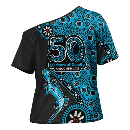 Cronulla-Sutherland Sharks NAIDOC Week 2026 Cross Shoulder Shirt Aboriginal Lizard Dot Painting - 50 Years of Deadly