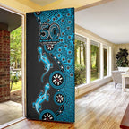 Cronulla-Sutherland Sharks NAIDOC Week 2026 Door Cover Aboriginal Lizard Dot Painting - 50 Years of Deadly