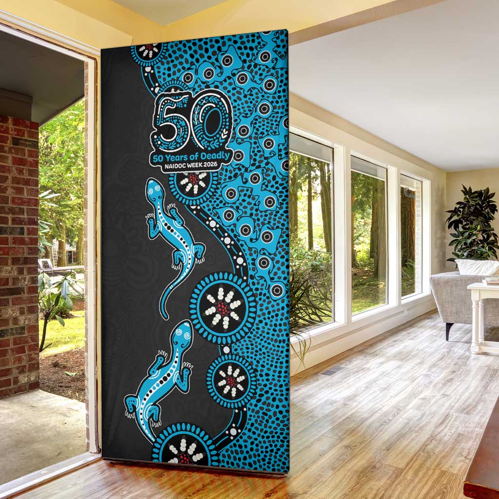 Cronulla-Sutherland Sharks NAIDOC Week 2026 Door Cover Aboriginal Lizard Dot Painting - 50 Years of Deadly