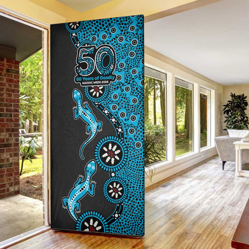 Cronulla-Sutherland Sharks NAIDOC Week 2026 Door Cover Aboriginal Lizard Dot Painting - 50 Years of Deadly
