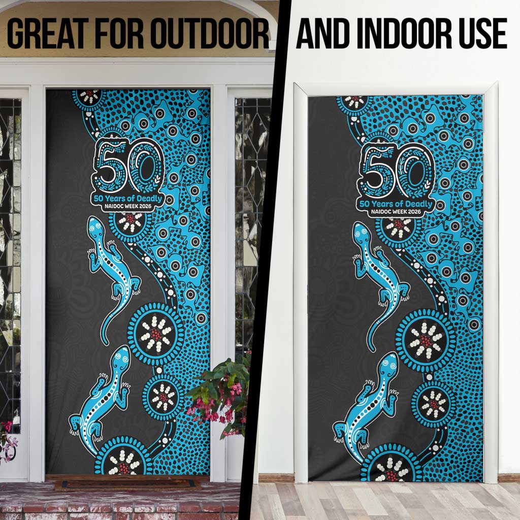 Cronulla-Sutherland Sharks NAIDOC Week 2026 Door Cover Aboriginal Lizard Dot Painting - 50 Years of Deadly