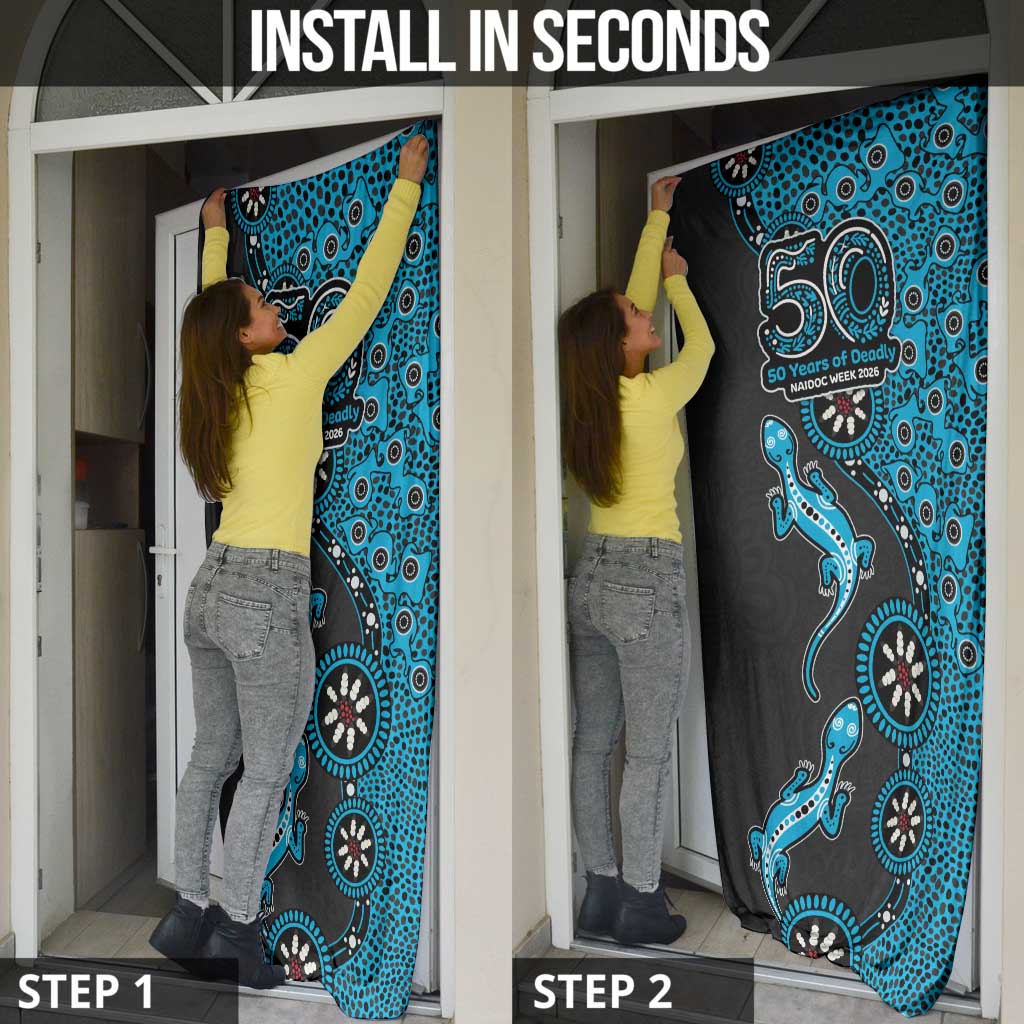 Cronulla-Sutherland Sharks NAIDOC Week 2026 Door Cover Aboriginal Lizard Dot Painting - 50 Years of Deadly