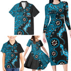 Cronulla-Sutherland Sharks NAIDOC Week 2026 Family Matching Long Sleeve Bodycon Dress and Hawaiian Shirt Aboriginal Lizard Dot Painting - 50 Years of Deadly