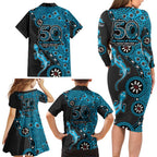 Cronulla-Sutherland Sharks NAIDOC Week 2026 Family Matching Long Sleeve Bodycon Dress and Hawaiian Shirt Aboriginal Lizard Dot Painting - 50 Years of Deadly