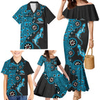 Cronulla-Sutherland Sharks NAIDOC Week 2026 Family Matching Mermaid Dress and Hawaiian Shirt Aboriginal Lizard Dot Painting - 50 Years of Deadly