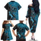 Cronulla-Sutherland Sharks NAIDOC Week 2026 Family Matching Off The Shoulder Long Sleeve Dress and Hawaiian Shirt Aboriginal Lizard Dot Painting - 50 Years of Deadly