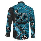 Cronulla-Sutherland Sharks NAIDOC Week 2026 Family Matching Off The Shoulder Long Sleeve Dress and Hawaiian Shirt Aboriginal Lizard Dot Painting - 50 Years of Deadly