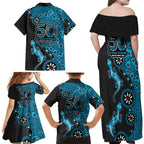 Cronulla-Sutherland Sharks NAIDOC Week 2026 Family Matching Off Shoulder Maxi Dress and Hawaiian Shirt Aboriginal Lizard Dot Painting - 50 Years of Deadly