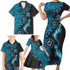 Cronulla-Sutherland Sharks NAIDOC Week 2026 Family Matching Short Sleeve Bodycon Dress and Hawaiian Shirt Aboriginal Lizard Dot Painting - 50 Years of Deadly