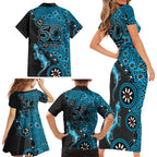Cronulla-Sutherland Sharks NAIDOC Week 2026 Family Matching Short Sleeve Bodycon Dress and Hawaiian Shirt Aboriginal Lizard Dot Painting - 50 Years of Deadly