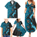 Cronulla-Sutherland Sharks NAIDOC Week 2026 Family Matching Summer Maxi Dress and Hawaiian Shirt Aboriginal Lizard Dot Painting - 50 Years of Deadly