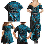 Cronulla-Sutherland Sharks NAIDOC Week 2026 Family Matching Summer Maxi Dress and Hawaiian Shirt Aboriginal Lizard Dot Painting - 50 Years of Deadly