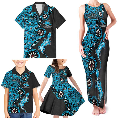 Cronulla-Sutherland Sharks NAIDOC Week 2026 Family Matching Tank Maxi Dress and Hawaiian Shirt Aboriginal Lizard Dot Painting - 50 Years of Deadly