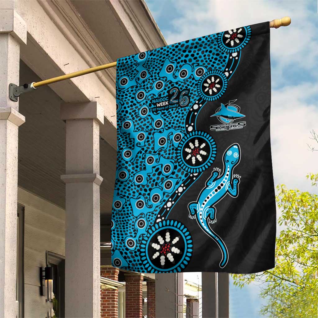Cronulla-Sutherland Sharks NAIDOC Week 2026 Garden Flag Aboriginal Lizard Dot Painting - 50 Years of Deadly