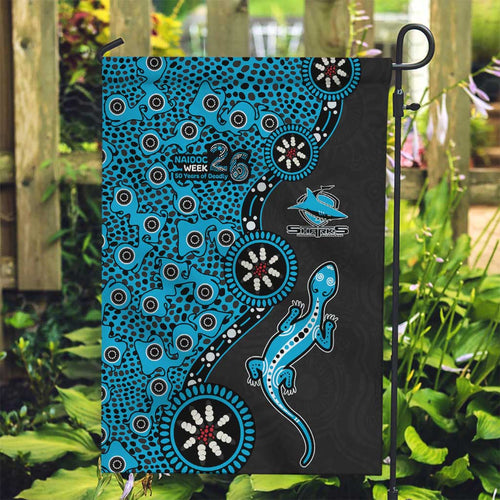 Cronulla-Sutherland Sharks NAIDOC Week 2026 Garden Flag Aboriginal Lizard Dot Painting - 50 Years of Deadly