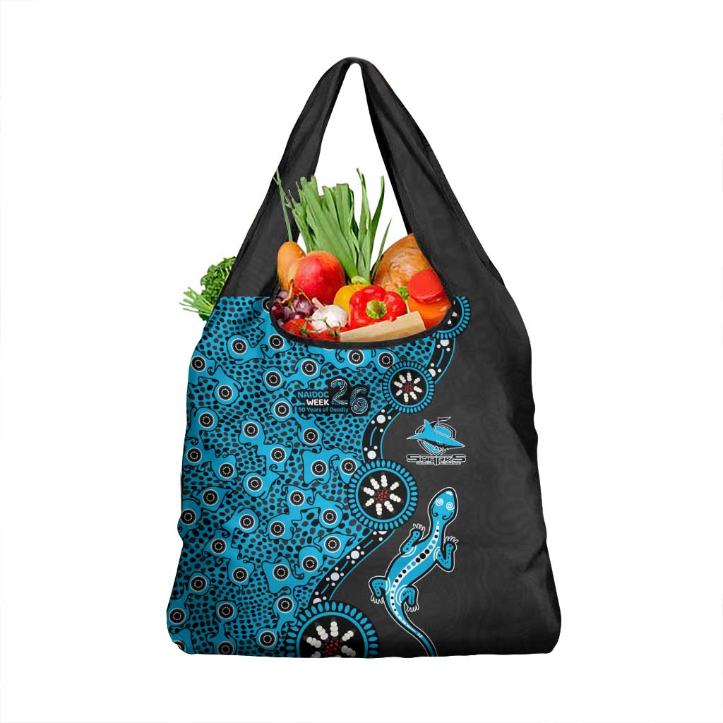 Cronulla-Sutherland Sharks NAIDOC Week 2026 Grocery Bag Aboriginal Lizard Dot Painting - 50 Years of Deadly