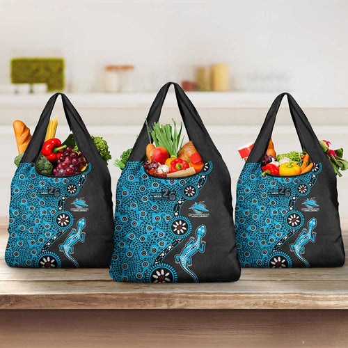 Cronulla-Sutherland Sharks NAIDOC Week 2026 Grocery Bag Aboriginal Lizard Dot Painting - 50 Years of Deadly