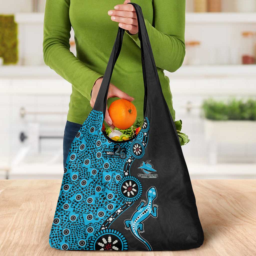 Cronulla-Sutherland Sharks NAIDOC Week 2026 Grocery Bag Aboriginal Lizard Dot Painting - 50 Years of Deadly