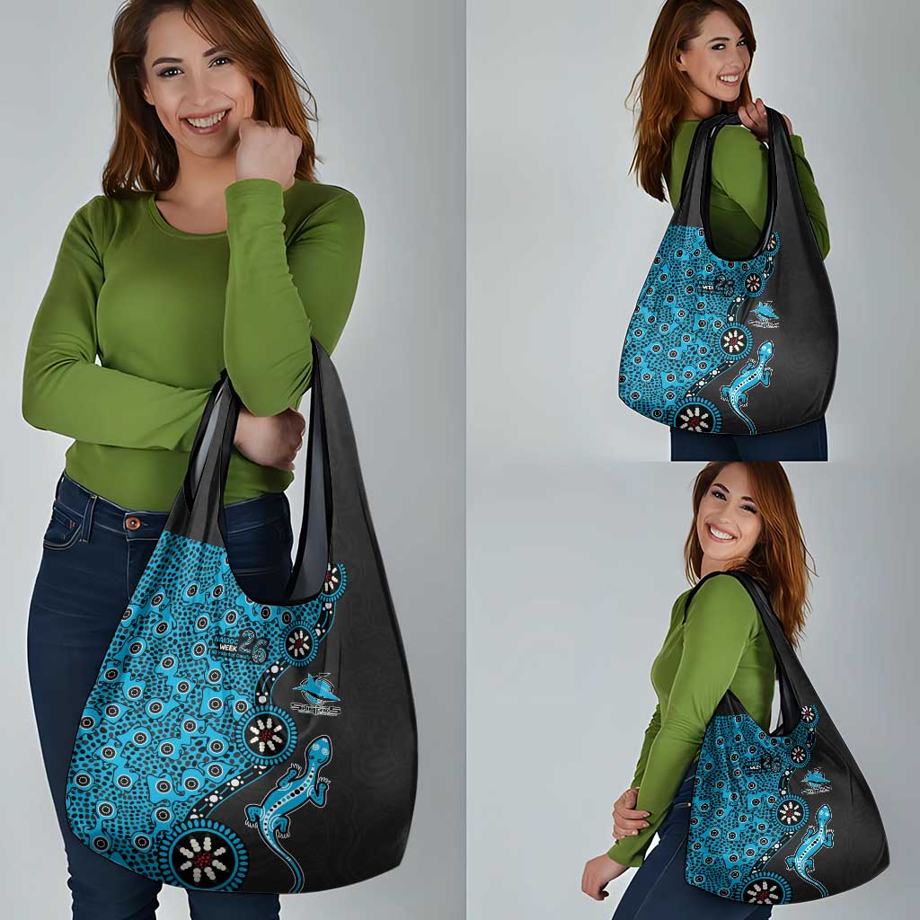 Cronulla-Sutherland Sharks NAIDOC Week 2026 Grocery Bag Aboriginal Lizard Dot Painting - 50 Years of Deadly