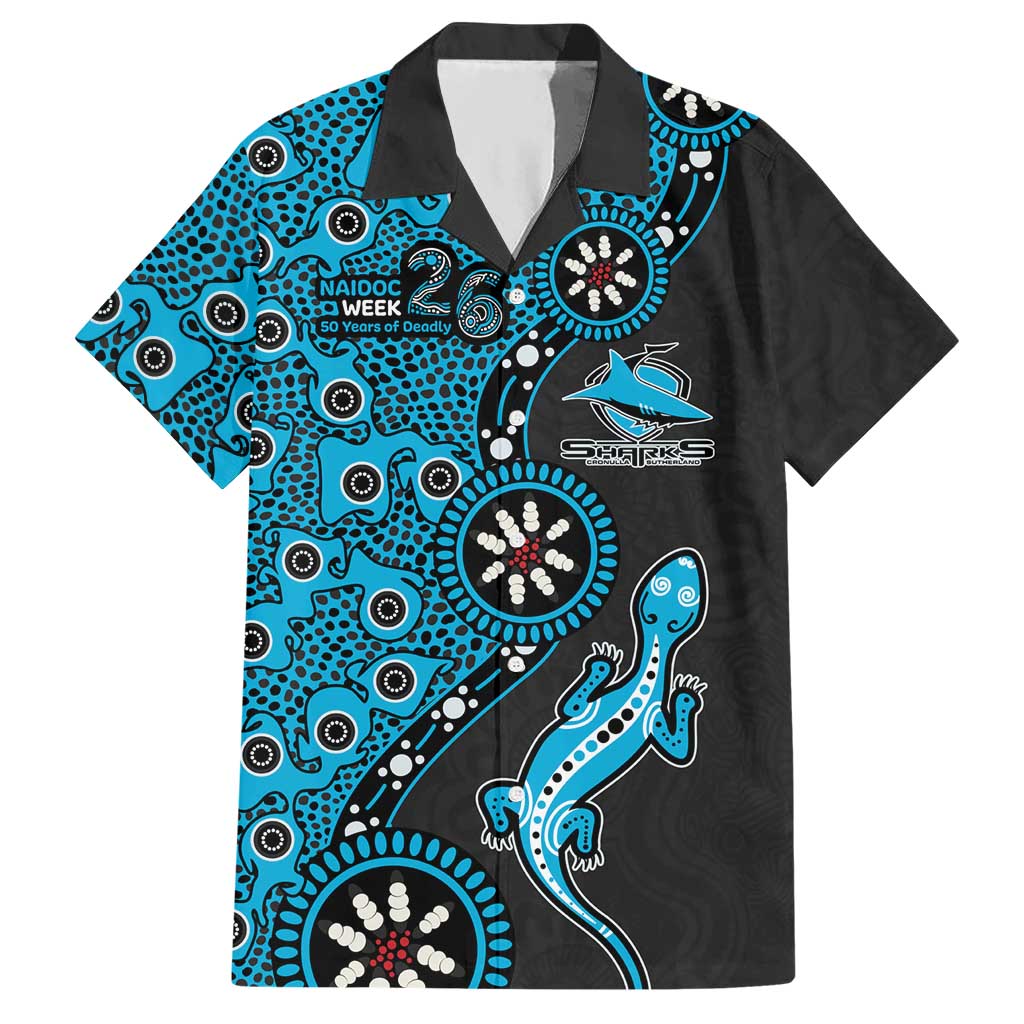 Cronulla-Sutherland Sharks NAIDOC Week 2026 Hawaiian Shirt Aboriginal Lizard Dot Painting - 50 Years of Deadly