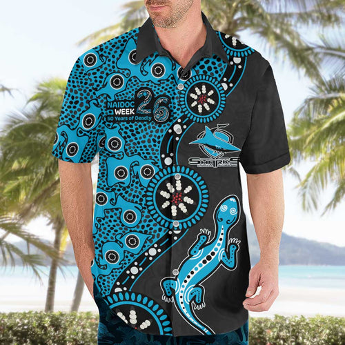 Cronulla-Sutherland Sharks NAIDOC Week 2026 Hawaiian Shirt Aboriginal Lizard Dot Painting - 50 Years of Deadly