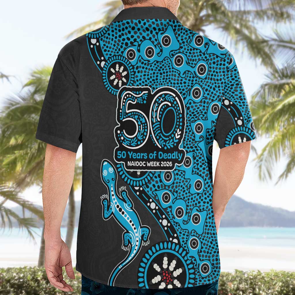 Cronulla-Sutherland Sharks NAIDOC Week 2026 Hawaiian Shirt Aboriginal Lizard Dot Painting - 50 Years of Deadly