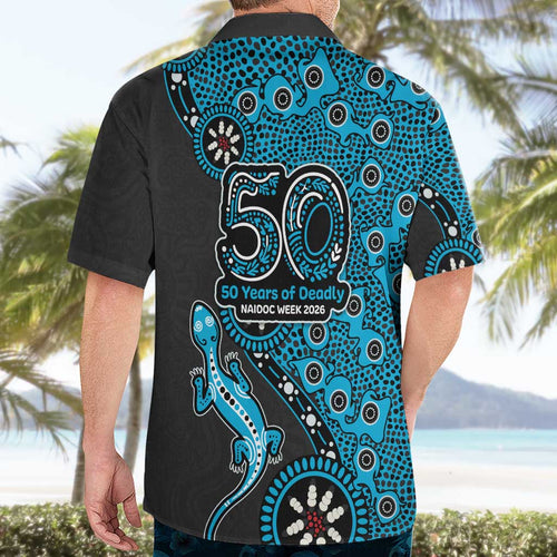 Cronulla-Sutherland Sharks NAIDOC Week 2026 Hawaiian Shirt Aboriginal Lizard Dot Painting - 50 Years of Deadly