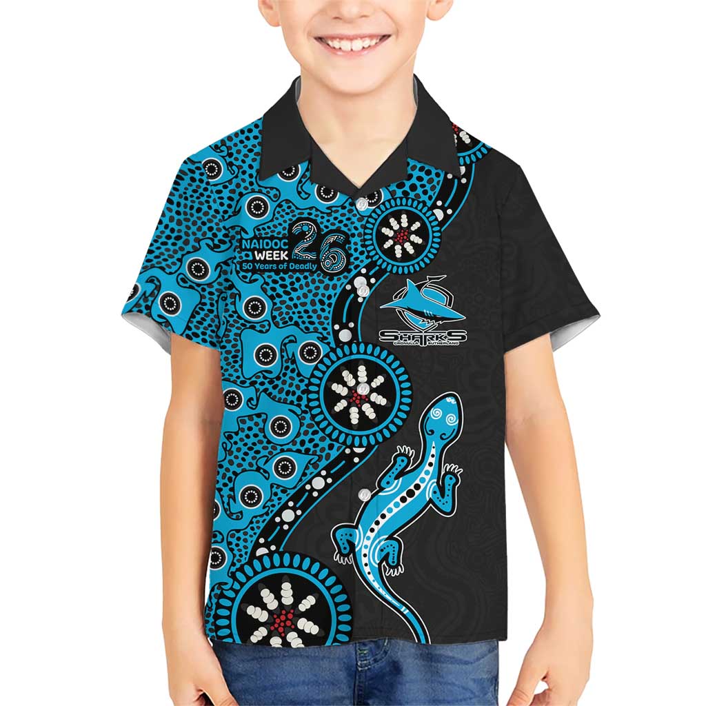 Cronulla-Sutherland Sharks NAIDOC Week 2026 Hawaiian Shirt Aboriginal Lizard Dot Painting - 50 Years of Deadly