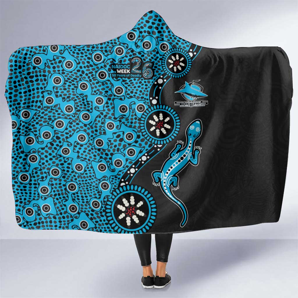 Cronulla-Sutherland Sharks NAIDOC Week 2026 Hooded Blanket Aboriginal Lizard Dot Painting - 50 Years of Deadly