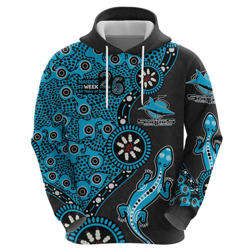 Cronulla-Sutherland Sharks NAIDOC Week 2026 Hoodie Aboriginal Lizard Dot Painting - 50 Years of Deadly