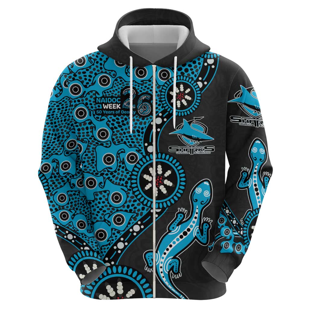 Cronulla-Sutherland Sharks NAIDOC Week 2026 Hoodie Aboriginal Lizard Dot Painting - 50 Years of Deadly