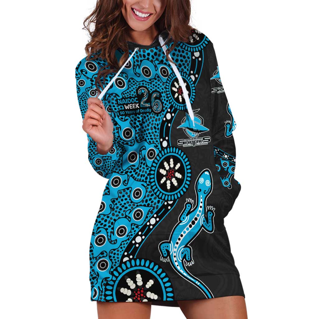 Cronulla-Sutherland Sharks NAIDOC Week 2026 Hoodie Dress Aboriginal Lizard Dot Painting - 50 Years of Deadly