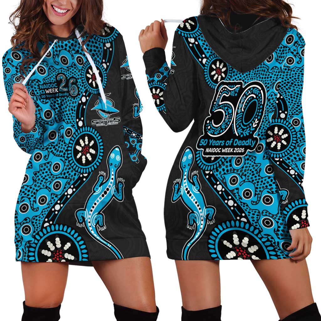 Cronulla-Sutherland Sharks NAIDOC Week 2026 Hoodie Dress Aboriginal Lizard Dot Painting - 50 Years of Deadly