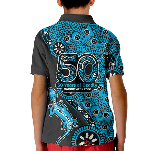 Cronulla-Sutherland Sharks NAIDOC Week 2026 Kid Polo Shirt Aboriginal Lizard Dot Painting - 50 Years of Deadly