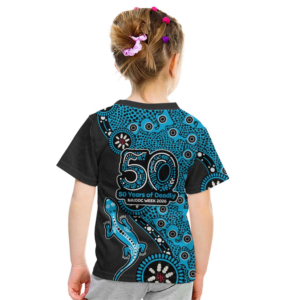 Cronulla-Sutherland Sharks NAIDOC Week 2026 Kid T Shirt Aboriginal Lizard Dot Painting - 50 Years of Deadly