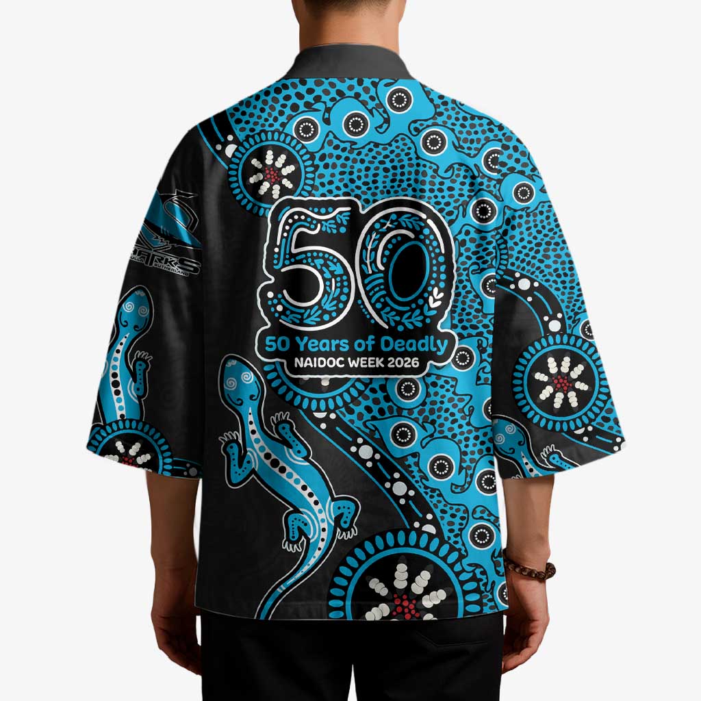Cronulla-Sutherland Sharks NAIDOC Week 2026 Kimono Aboriginal Lizard Dot Painting - 50 Years of Deadly