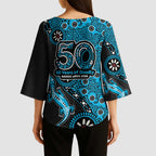 Cronulla-Sutherland Sharks NAIDOC Week 2026 Kimono Sleeve Blouse Aboriginal Lizard Dot Painting - 50 Years of Deadly