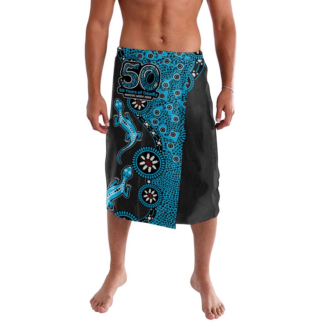 Cronulla-Sutherland Sharks NAIDOC Week 2026 Lavalava Aboriginal Lizard Dot Painting - 50 Years of Deadly