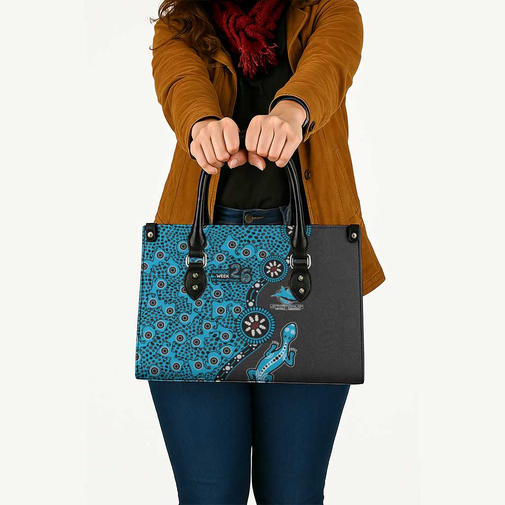 Cronulla-Sutherland Sharks NAIDOC Week 2026 Leather Bag Aboriginal Lizard Dot Painting - 50 Years of Deadly