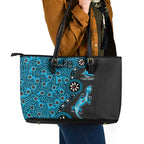 Cronulla-Sutherland Sharks NAIDOC Week 2026 Leather Tote Bag Aboriginal Lizard Dot Painting - 50 Years of Deadly