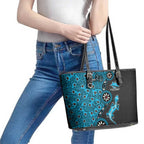 Cronulla-Sutherland Sharks NAIDOC Week 2026 Leather Tote Bag Aboriginal Lizard Dot Painting - 50 Years of Deadly